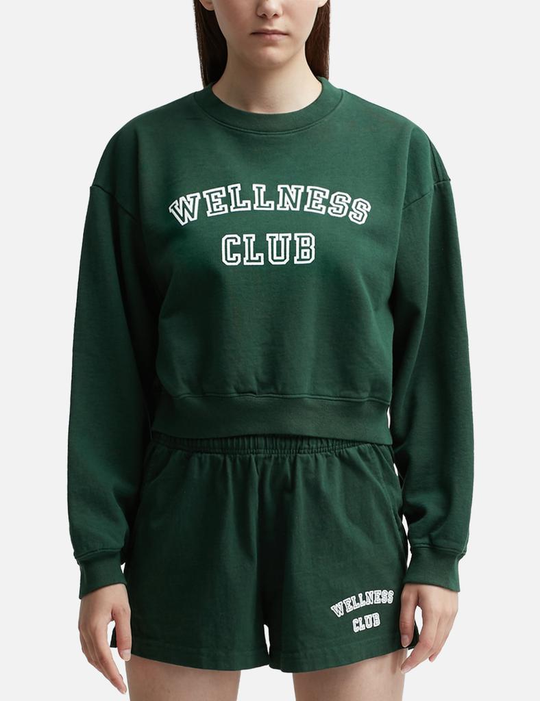 Sporty & Rich Wellness Club Flocked Cropped Crewneck