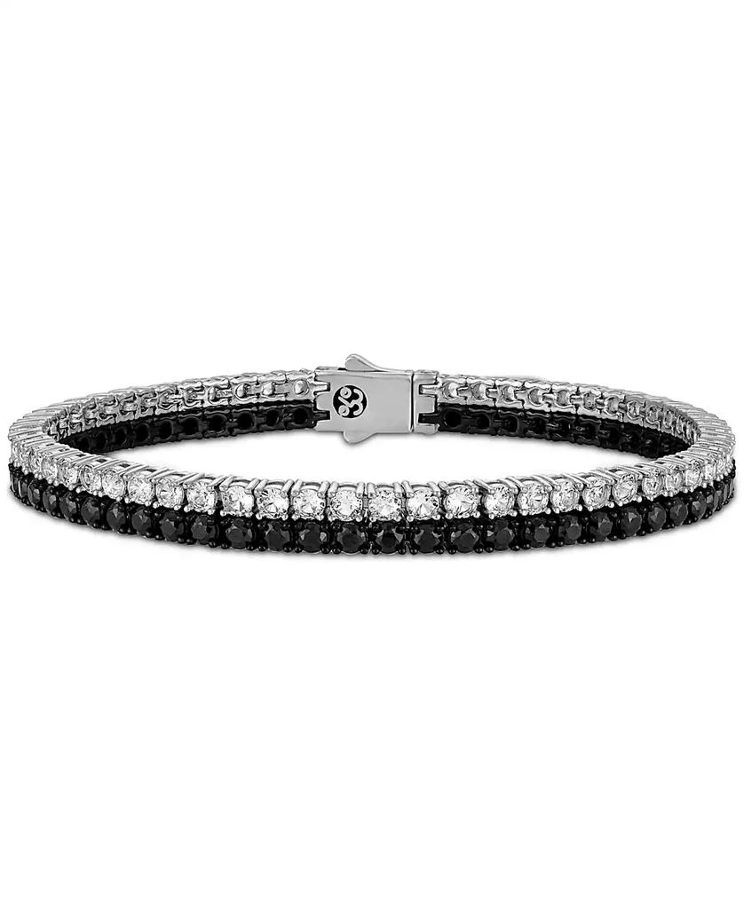Esquire Men's Jewelry Black & White Cubic Zirconia Double Strand Tennis Bracelet in Sterling Silver, Created for Macy's 1