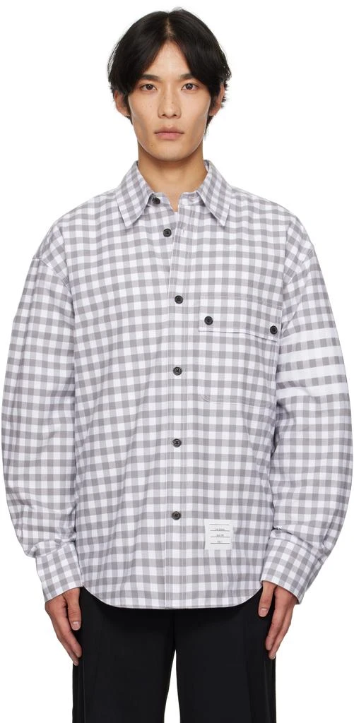 Thom Browne Gray 4-Bar Gingham Shirt 1
