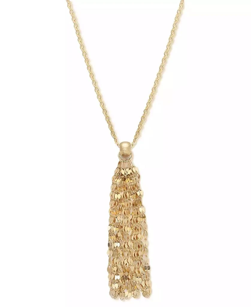 Italian Gold Mirror Chain Multi-Strand Tassel 18" Pendant Necklace in 10k Gold