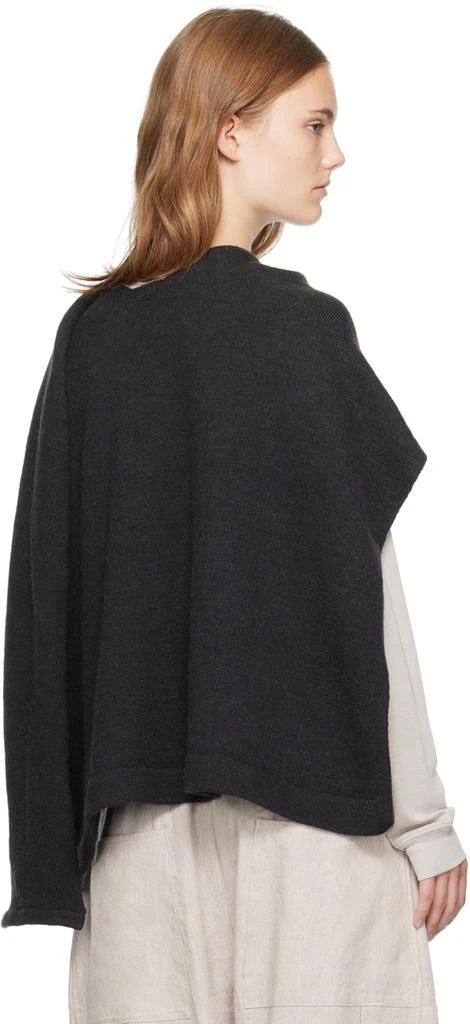 LAUREN MANOOGIAN Black Sleeves Wrap Sweater Shawl 3