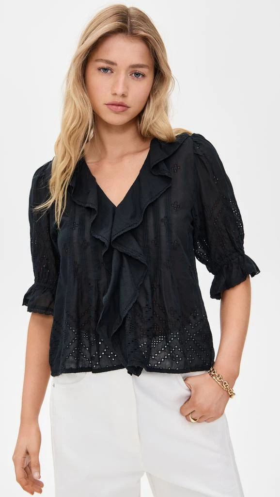 Madewell Pintucked Ruffled Puff Sleeve Top 1