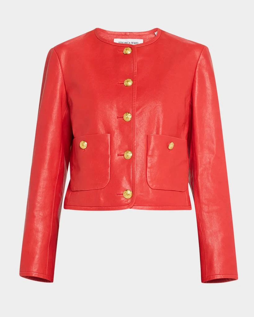 VERONICA BEARD Andrea Button-Down Leather Jacket 1