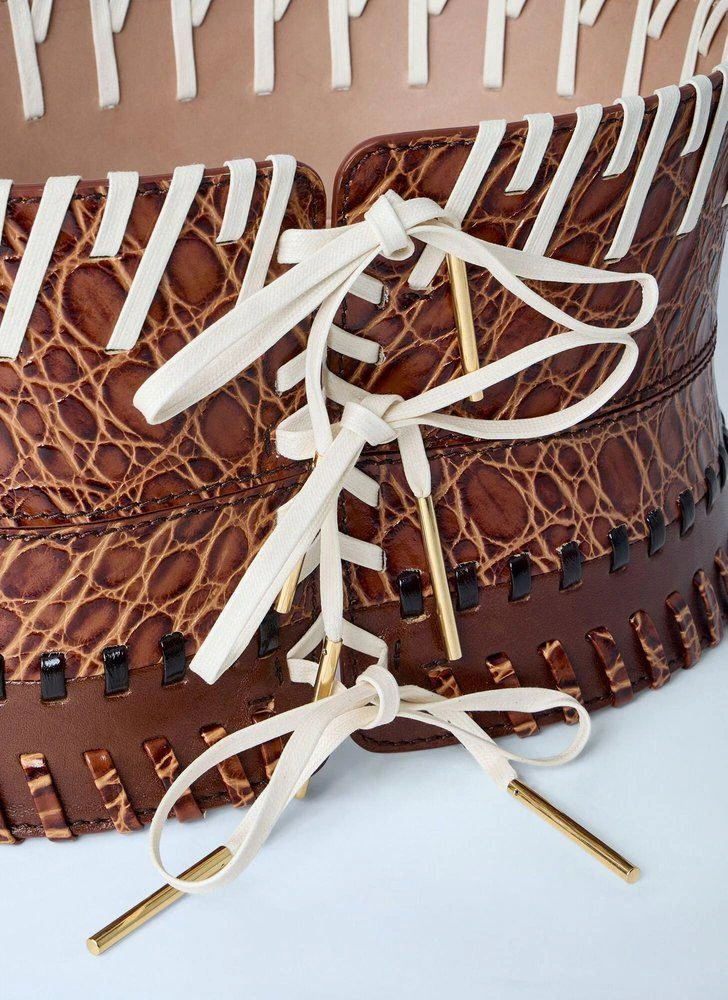 Dries Van Noten Dries Van Noten Embossed Lace-Up Corset Belt