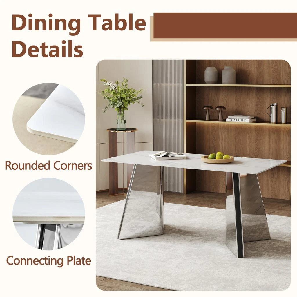 Streamdale Furniture Streamdale Snow Mountain Table 
4 Black PU Chairs 6