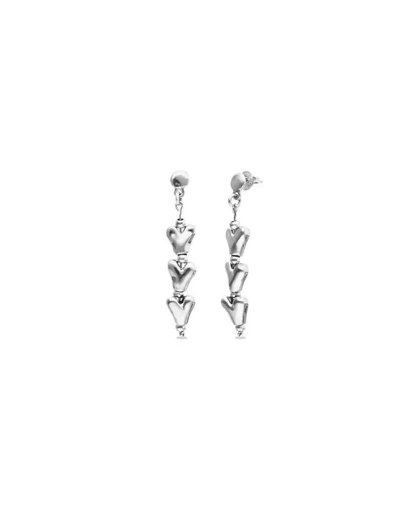 UNOde50 Sterling Silver Plated Heart Shaped Long Earrings