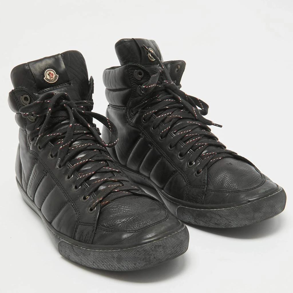 Moncler Moncler Black Leather High Top Sneakers Size 44 4