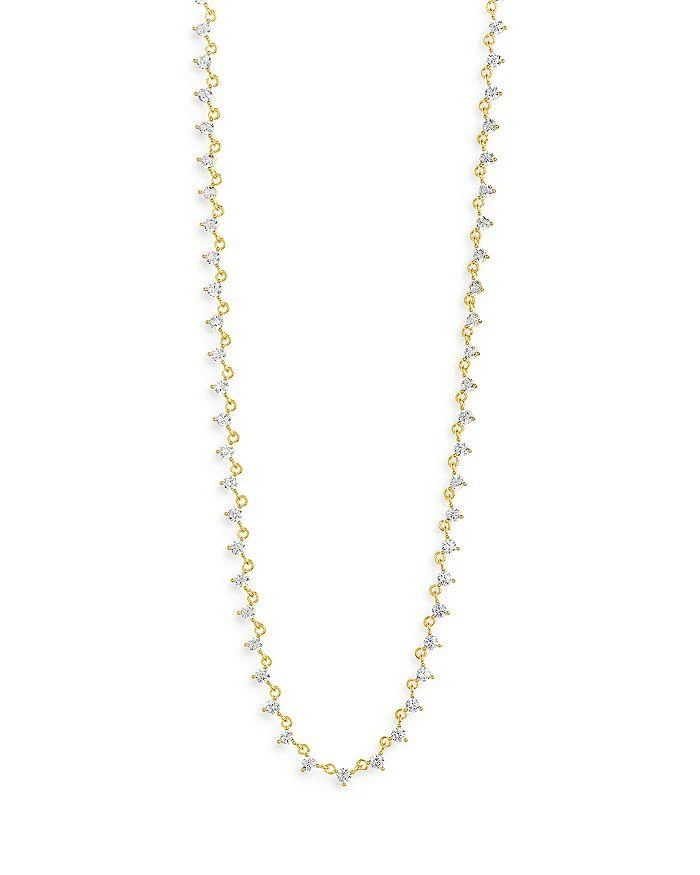 Sterling Forever Brigid Cubic Zirconia Tennis Necklace in 14K Gold Plated, 16"-18"