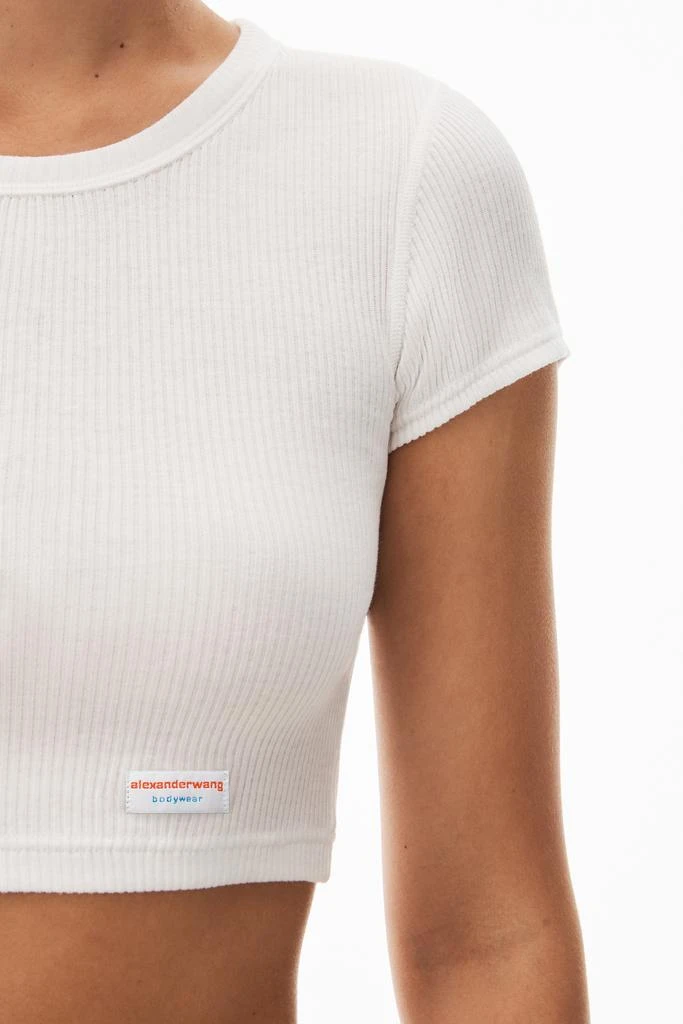 Alexander Wang Cropped Short-Sleeve Tee in Ribbed Cotton Jersey 6