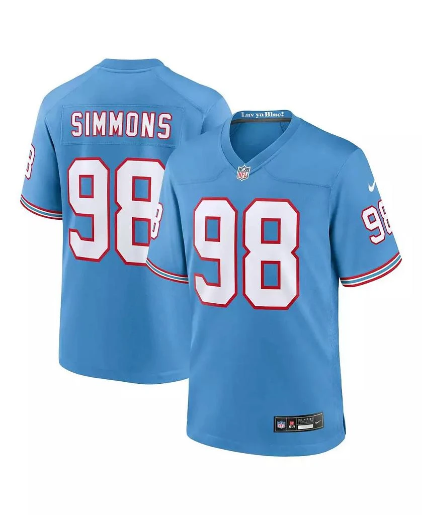 NIKE Men's Jeffery Simmons Light Blue Tennessee Titans Oilers Throwback Alternate Game Player Jersey 1