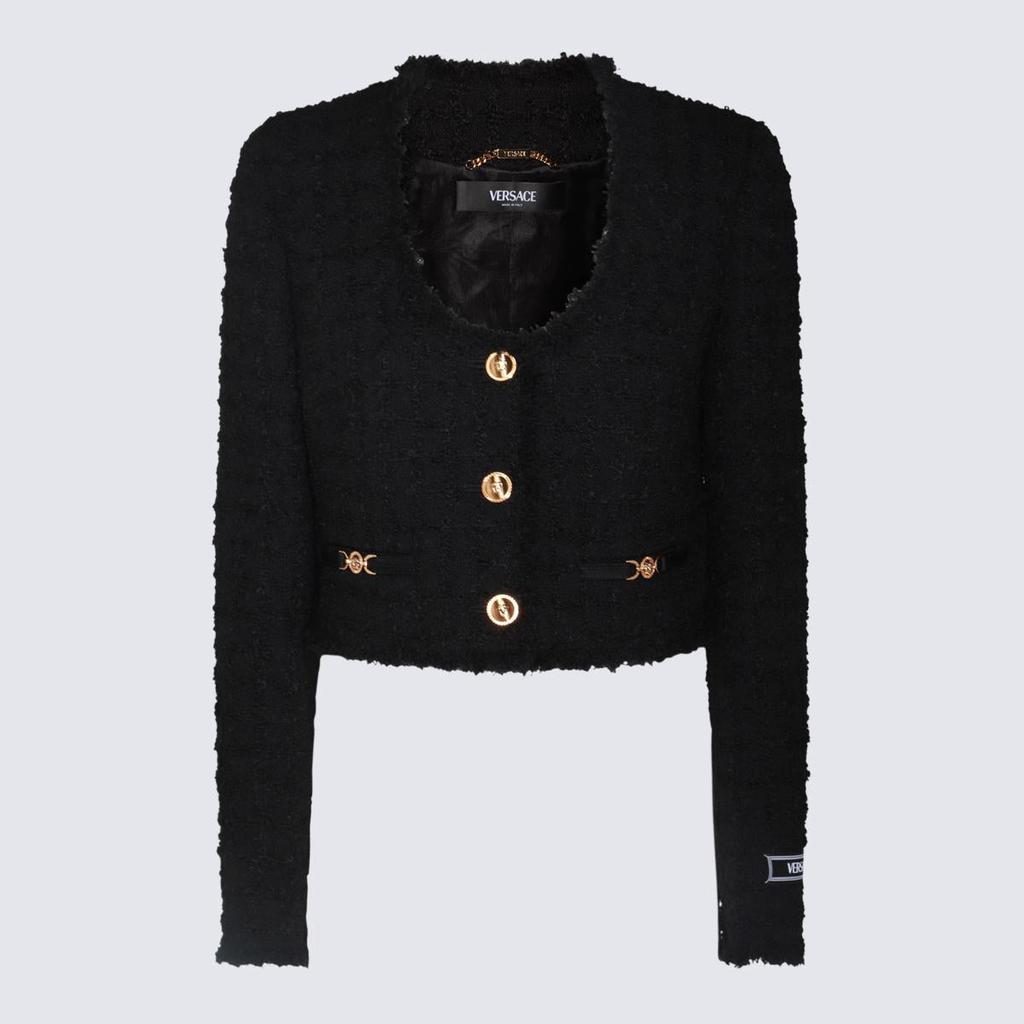 【関税・送料込み】VERSACE BLACK WOOL CASUAL JACKET Versace Versace Black Wool Casual Jacket - Jackets - BeyondStyle