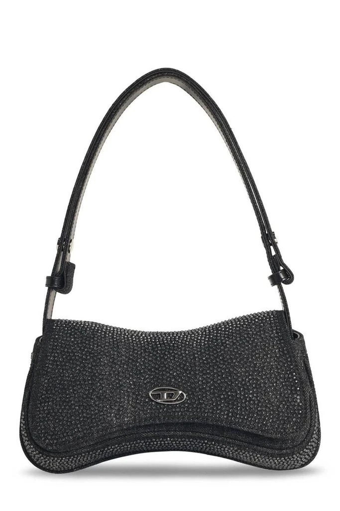 Shop Diesel Play Embellished Denim Clutch Bag on Sale at