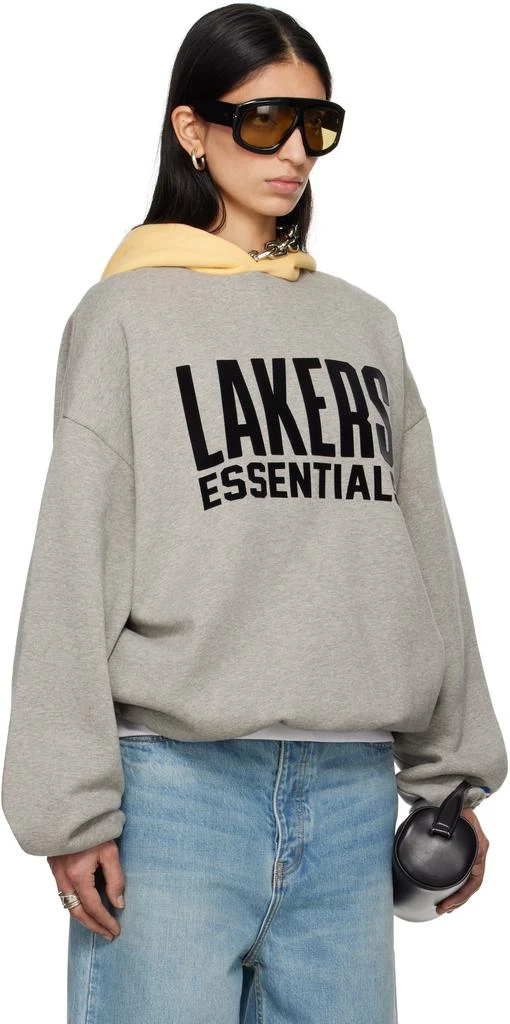 Essentials Gray & Yellow NBA Lakers Pull Over Hoodie 2