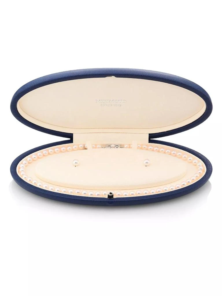 Mikimoto 7-6MM Akoya Pearl Stud Earrings & Necklace Gift Set 4