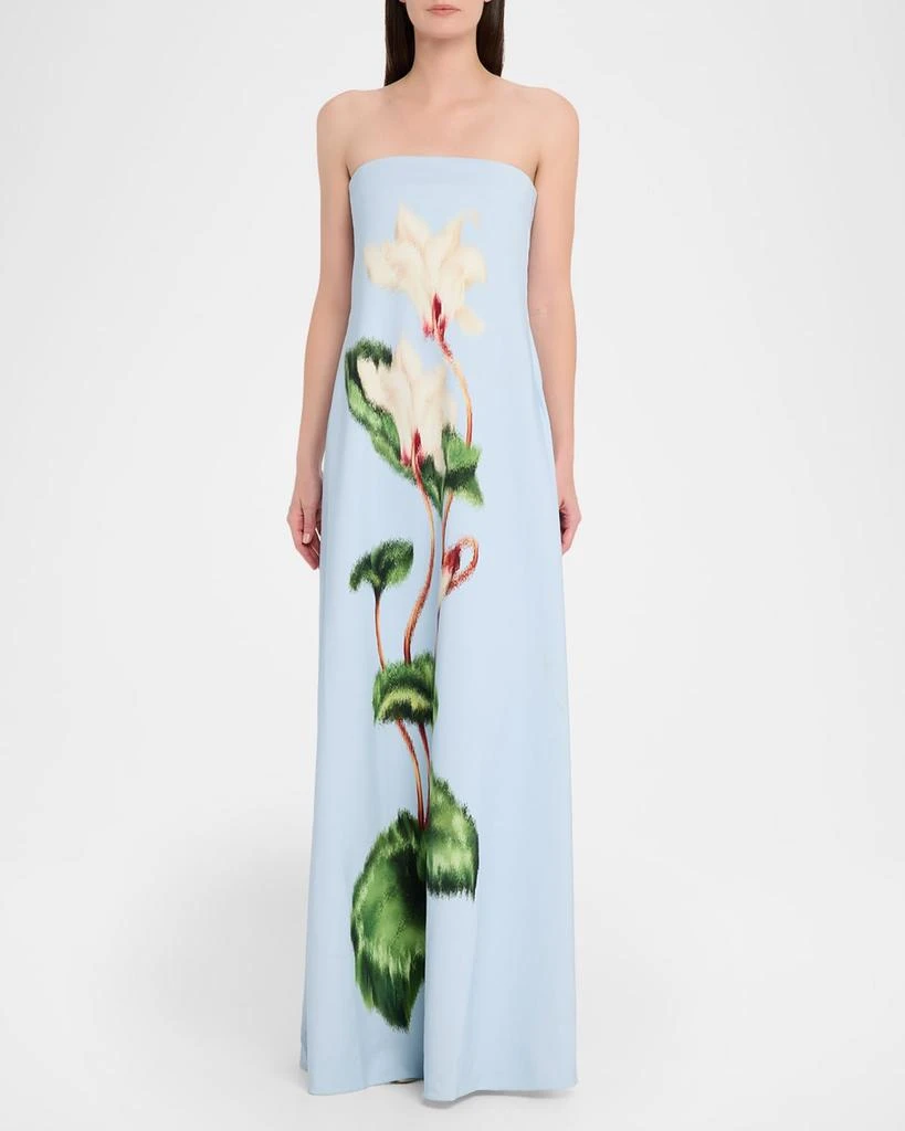 Oscar de la Renta Strapless Chinese Cyclamen Print Gown 2