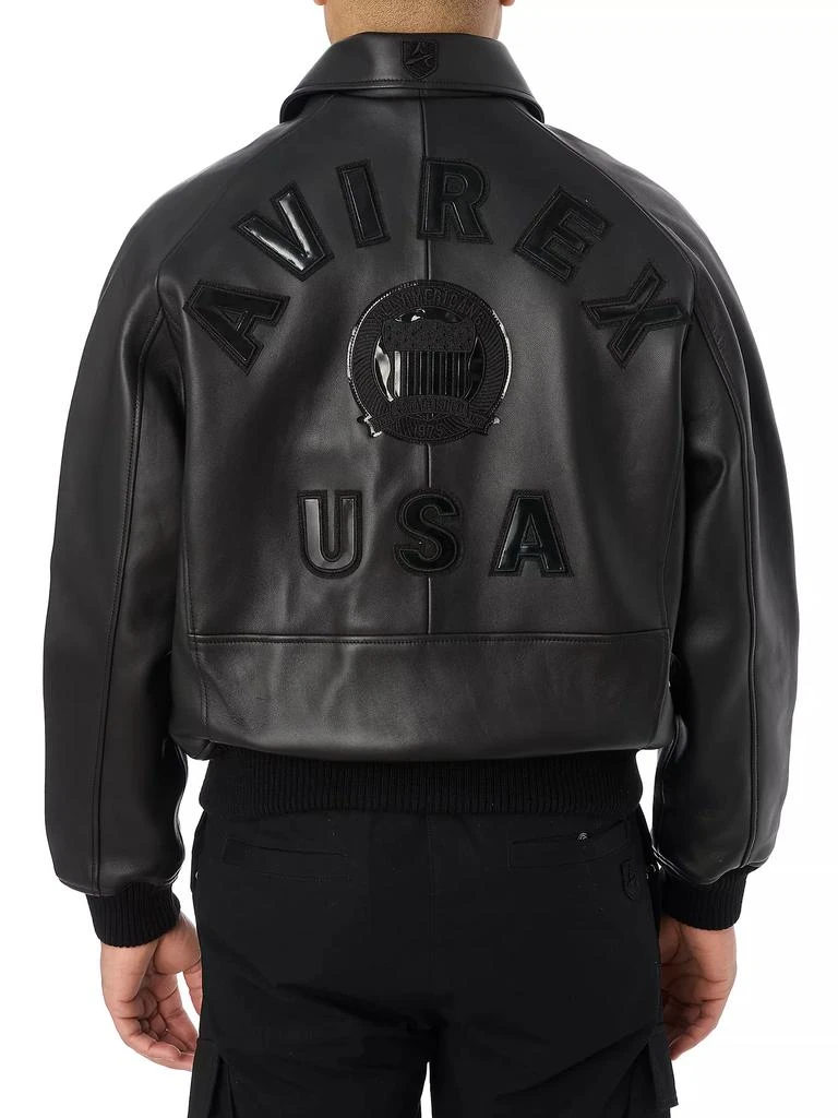 Avirex Black Icon Leather Bomber Jacket 7