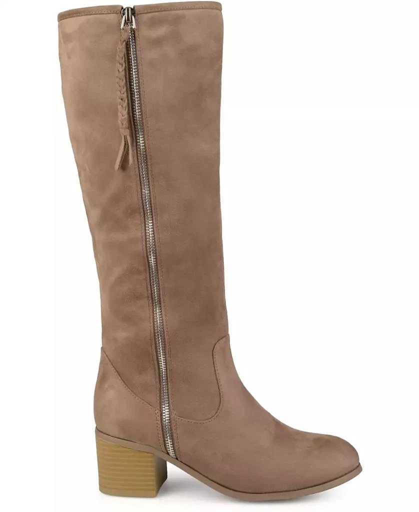 Journee Collection Women's Sanora Wide Calf Stacked Heel Mid Shaft Boots 9