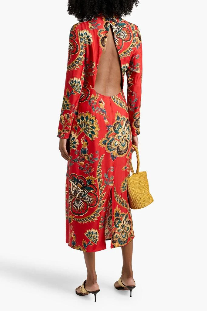 chinese dress ladies Blue Flowing Beauty Embroidered Long Sleeve Midi Dress  FARM Rio