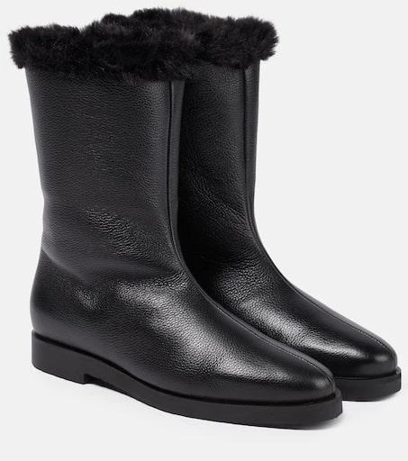 Totême Faux fur-lined leather ankle boots 1