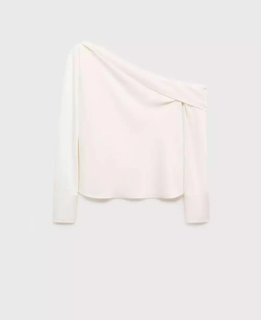 Mango Women's Draped Neck Satin Blouse 3