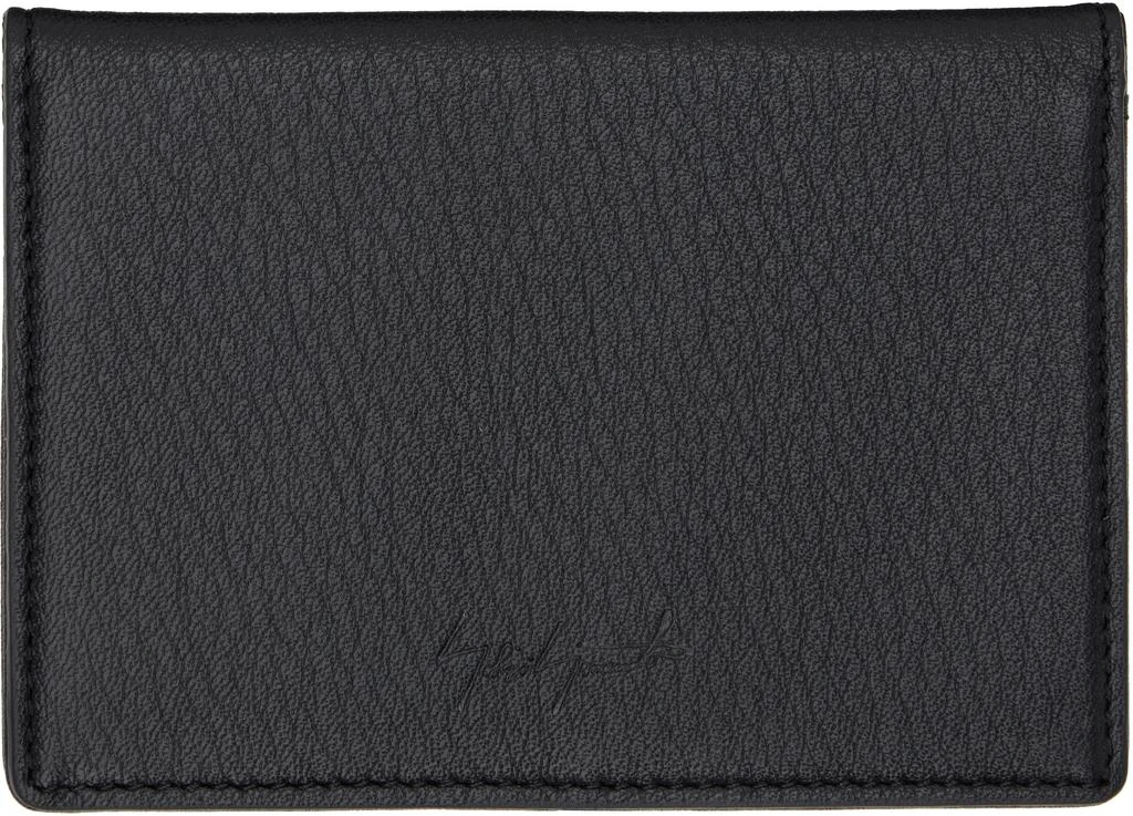 YOHJI YAMAMOTO Black Leather Bifold Card Holder
