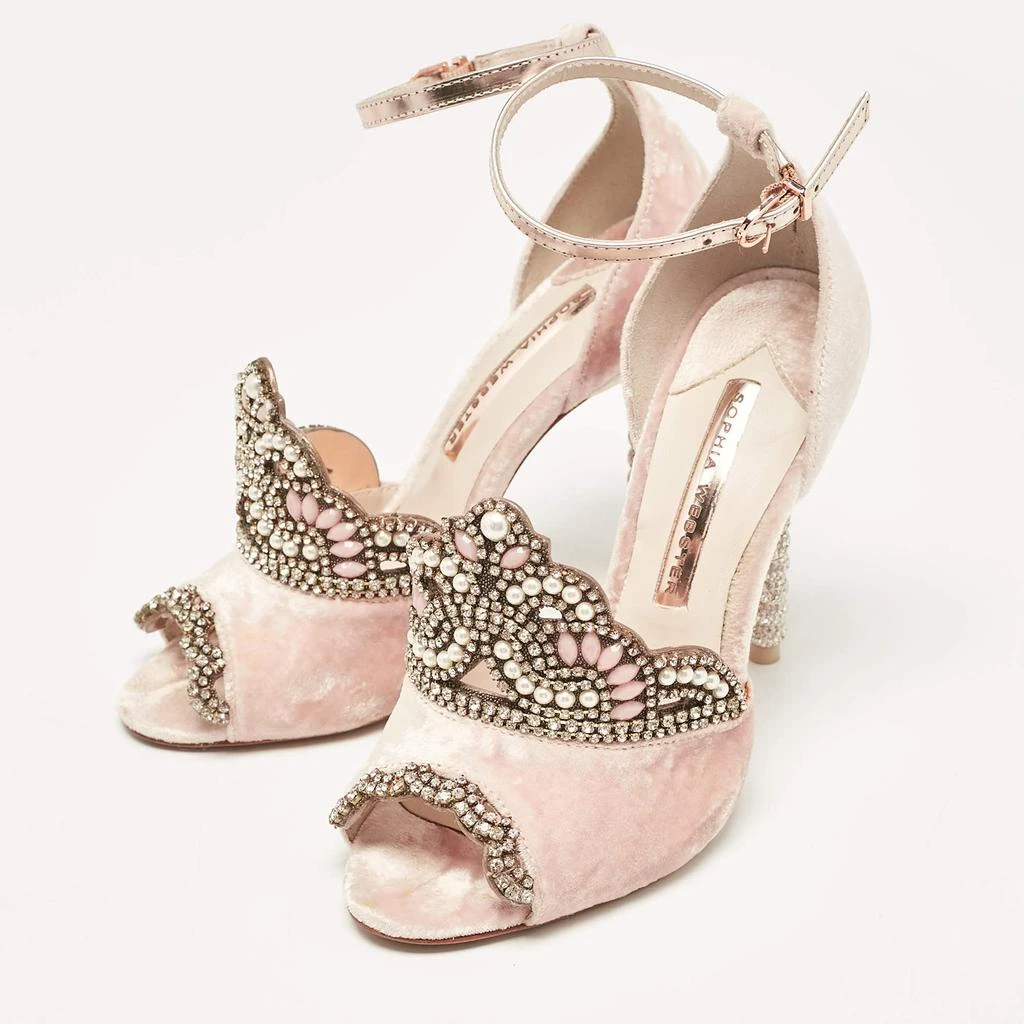 Sophia Webster Sophia Webster Pink Leather and Velvet Royalty Ankle Strap Sandals Size 36 2