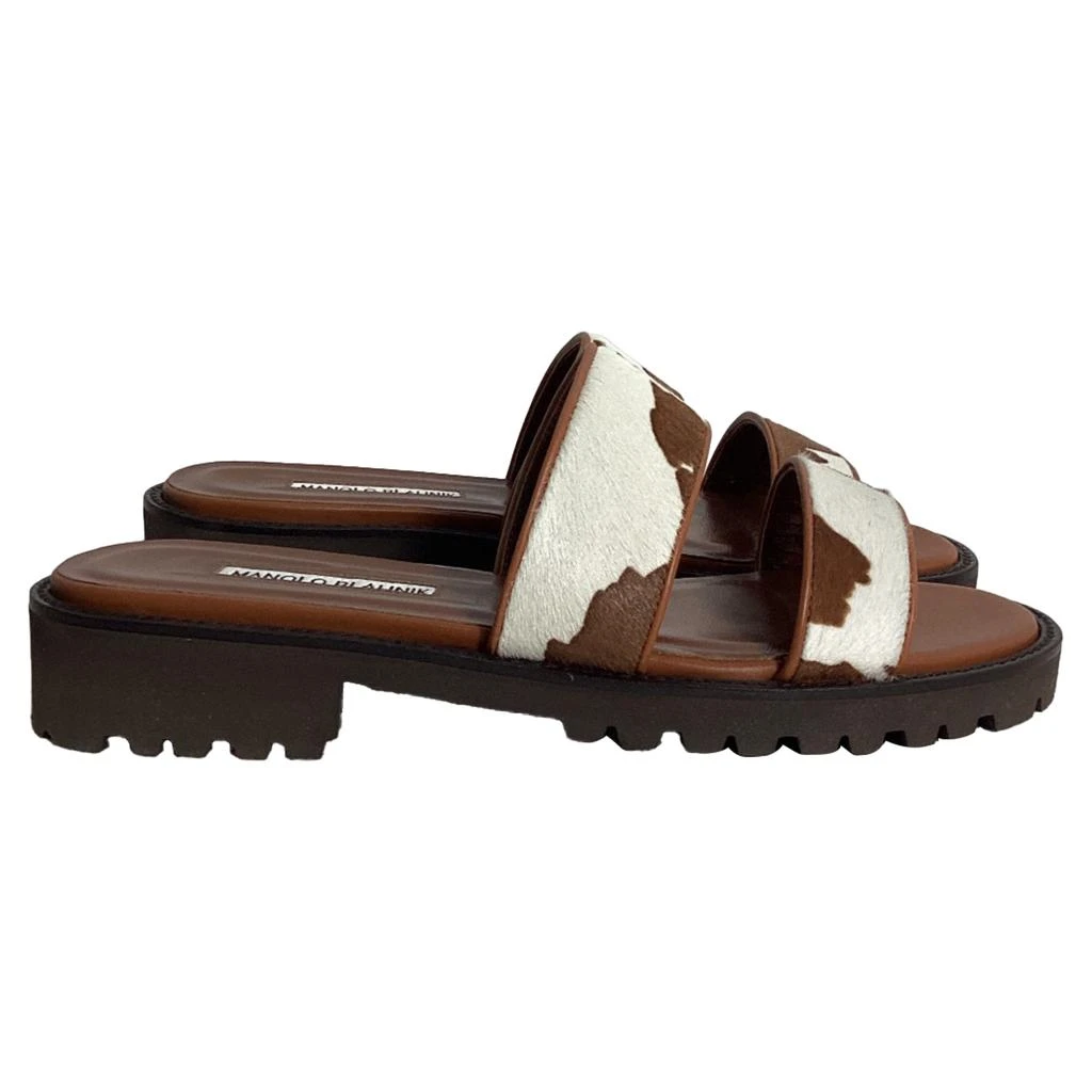 Manolo Blahnik Gadmu Cow Print Flat Sandals in Animal Print Ponyhair 1