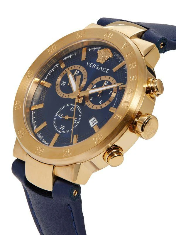 Versace 43MM Stainless Steel & Leather Strap Watch 3