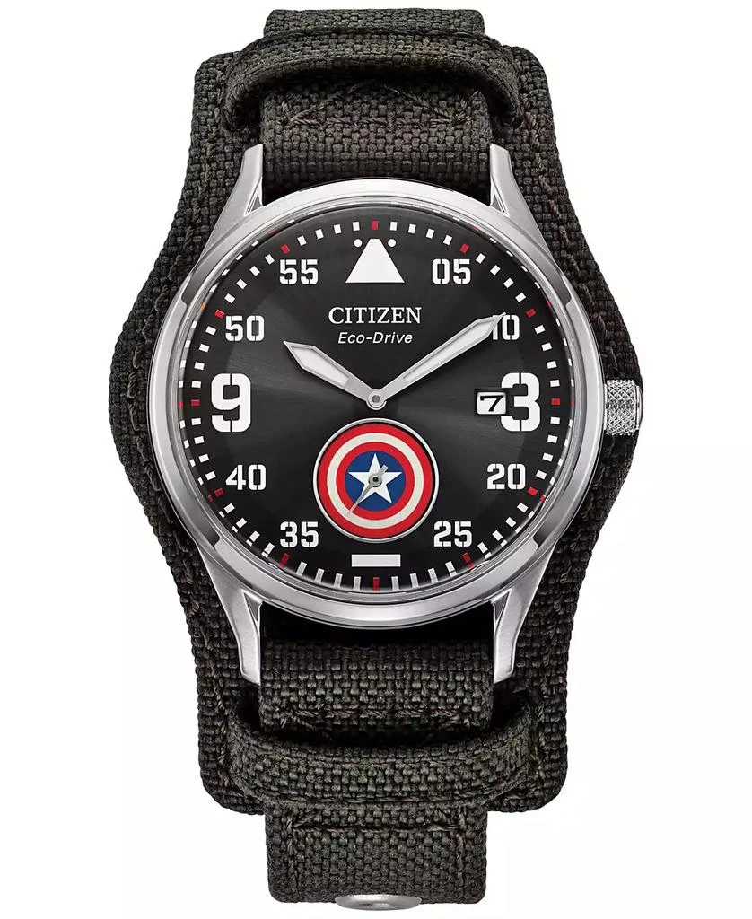 Citizen Eco-Drive Men's Marvel Captain America Forever Gray Fabric Strap Watch 40mm 1