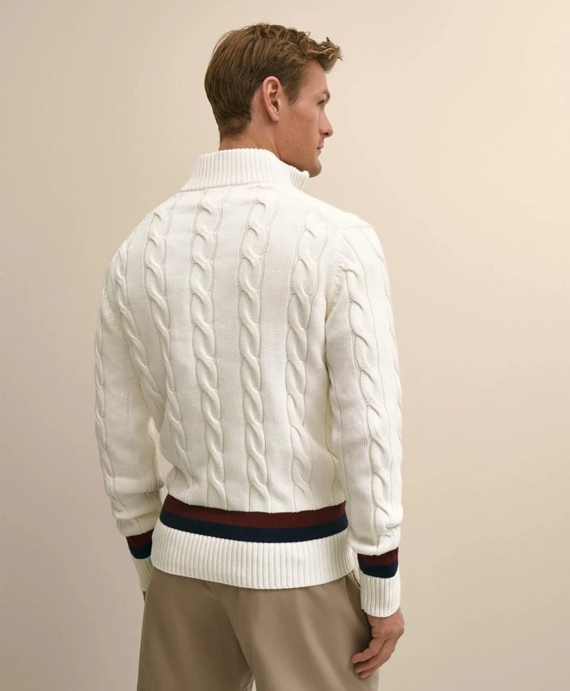 Brooks Brothers Cable Knit Tennis Quarter-Zip Sweater in Supima® Cotton 4