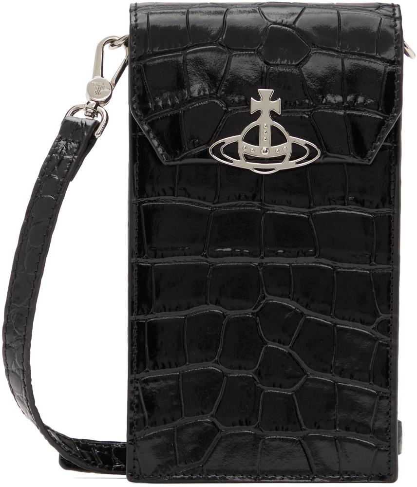 Vivienne Westwood Black Crocodile Phone Pouch