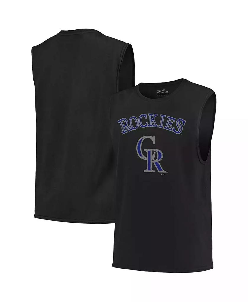 Majestic Men's Threads Black Colorado Rockies Softhand Muscle Tank Top
