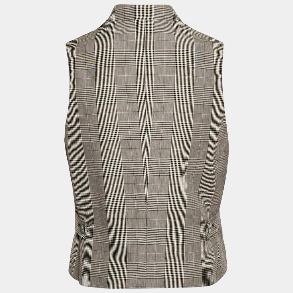 Emporio Armani Emporio Armani Grey Checked Wool Blend Double Breasted Vest S