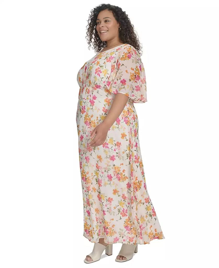 Calvin Klein Plus Size Floral-Print Flutter-Sleeve Maxi Dress 3