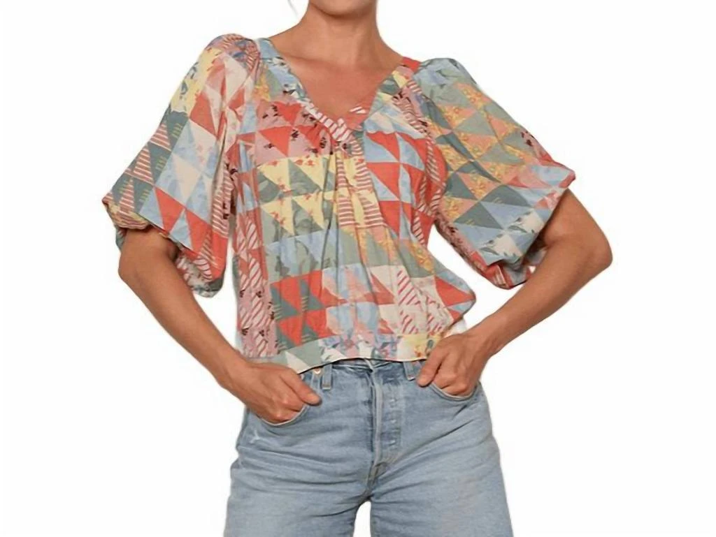 OPHELIA & INDIGO Coco Top In Pastel Geo 1