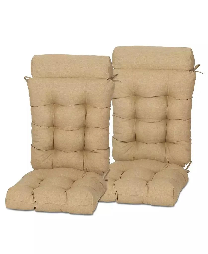 Aoodor Tufted Rocking Chair Cushion, High Back Chair Cushion with Waterproof and Fade-Resistant, Set of 2