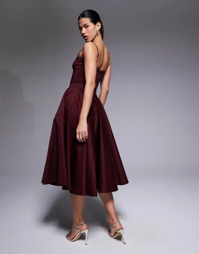 TFNC TFNC cotton cami cup detail full skirt midi dress in burgundy - Dresses  & Skirts - Free Shipping - BeyondStyle
