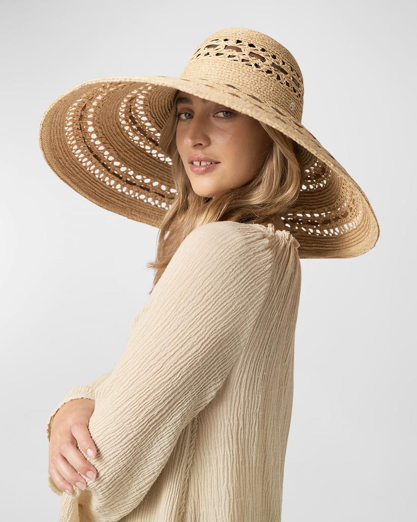 Helen Kaminski Metallic Leather & Raffia Large Brim Hat