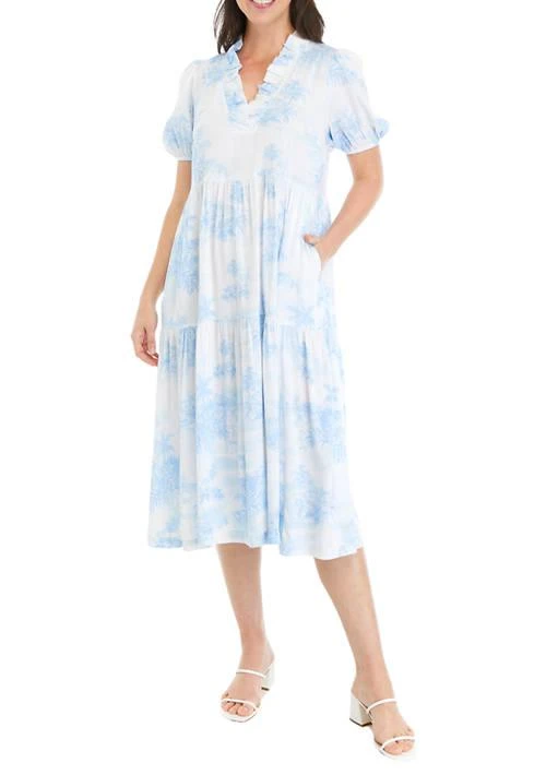 Crown & Ivy™ Ivy Womens Printed Ruffle Midi Dress 1