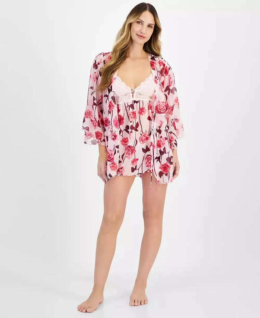 INC International Women's Chiffon Lace Babydoll & Thong Underwear Set, Exclusively at Macy's 3