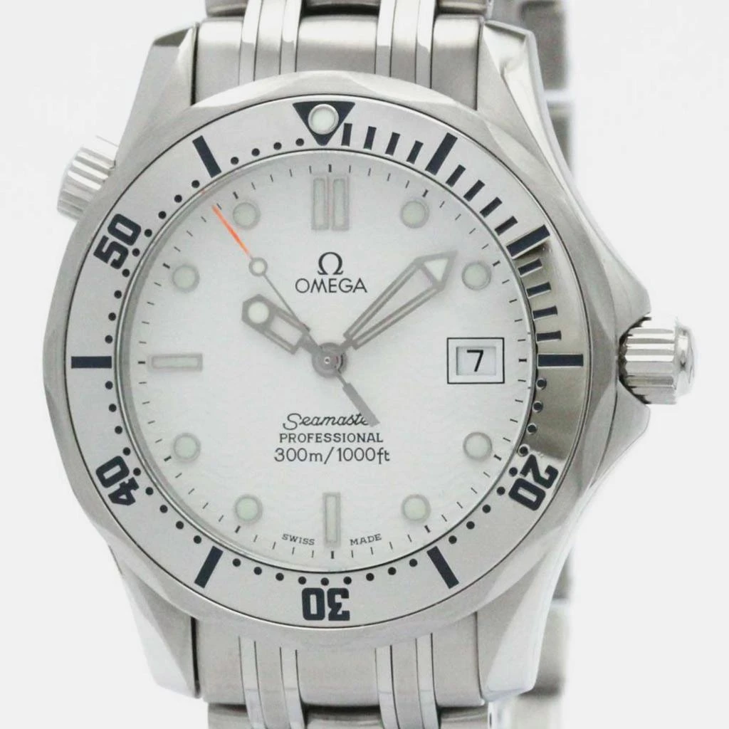 Omega Omega White Stainless Steel Seamaster Professional 2562.20 Quartz Men's Wristwatch 36 mm 1