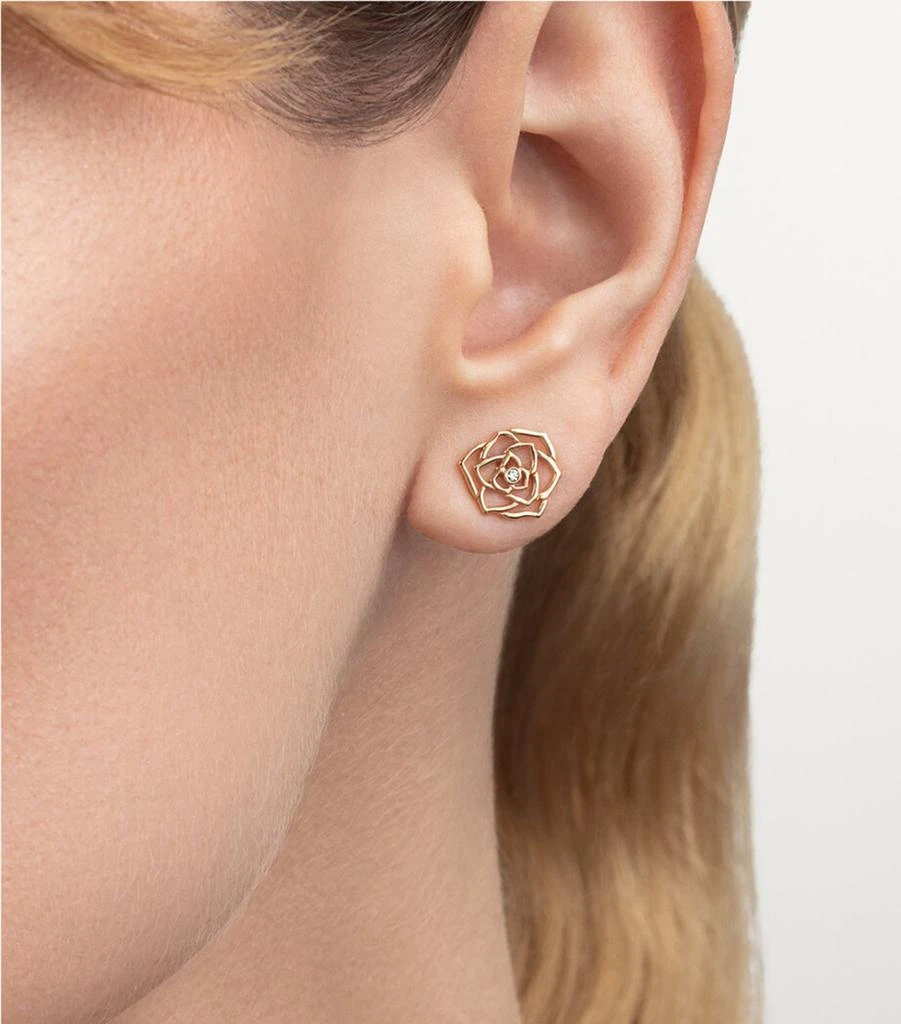 PIAGET Rose Gold and Diamond Rose Earrings 3