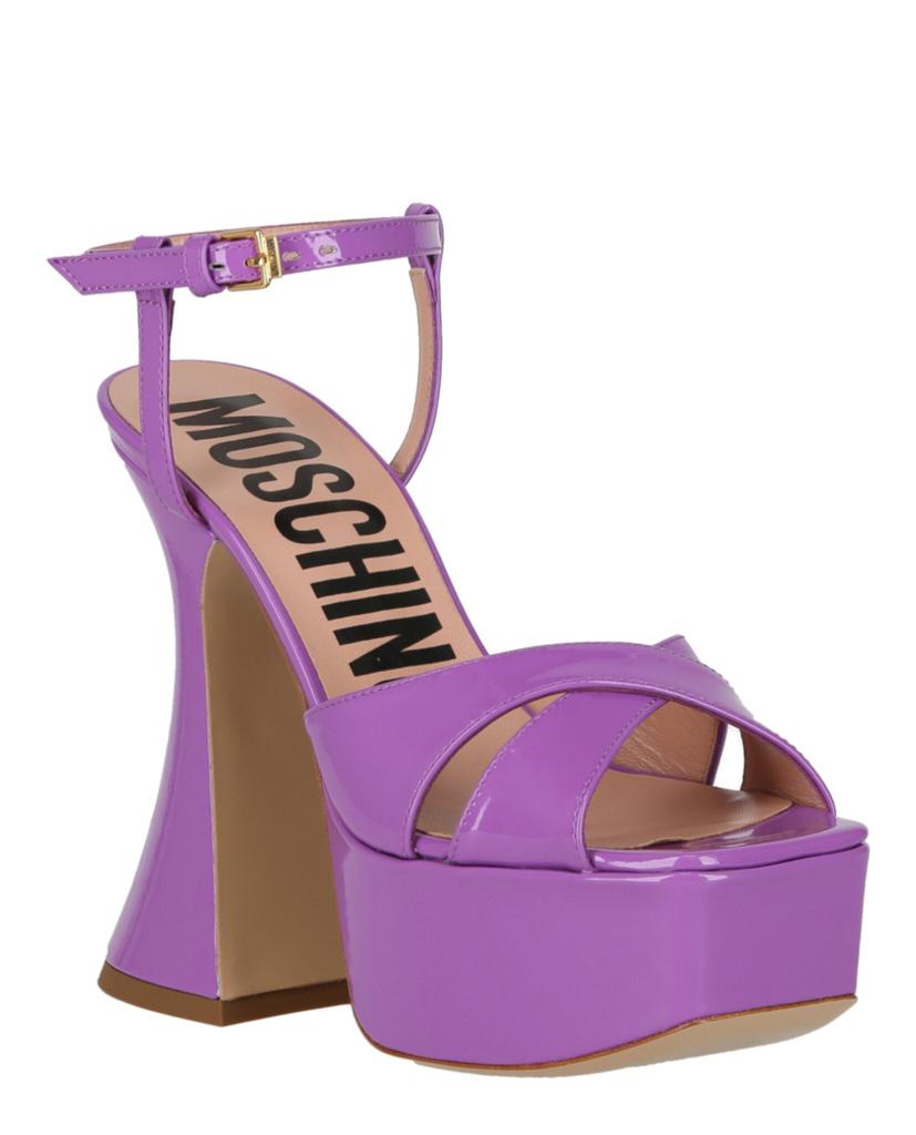 Moschino Patent Leather Platform Heeled Sandals