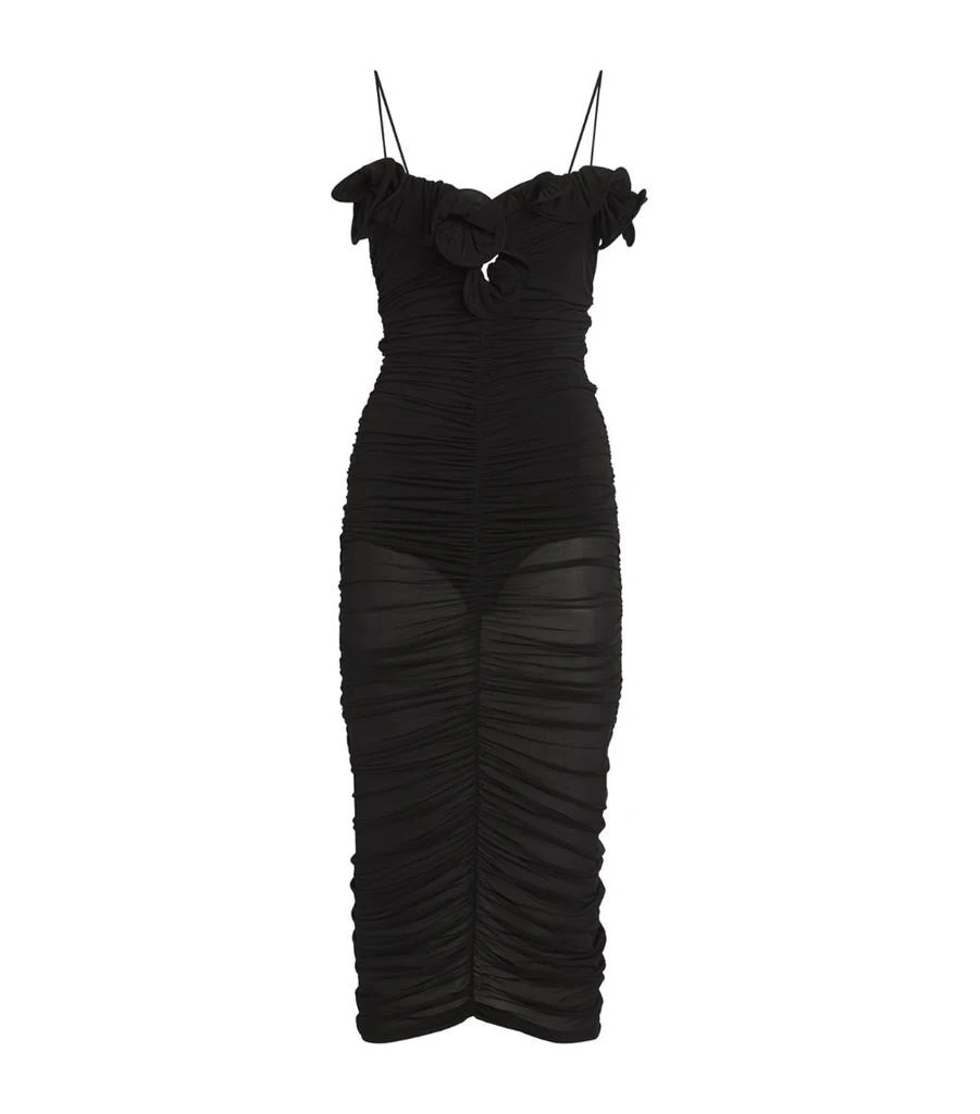 Magda Butrym Ruched Rose Midi Dress 1