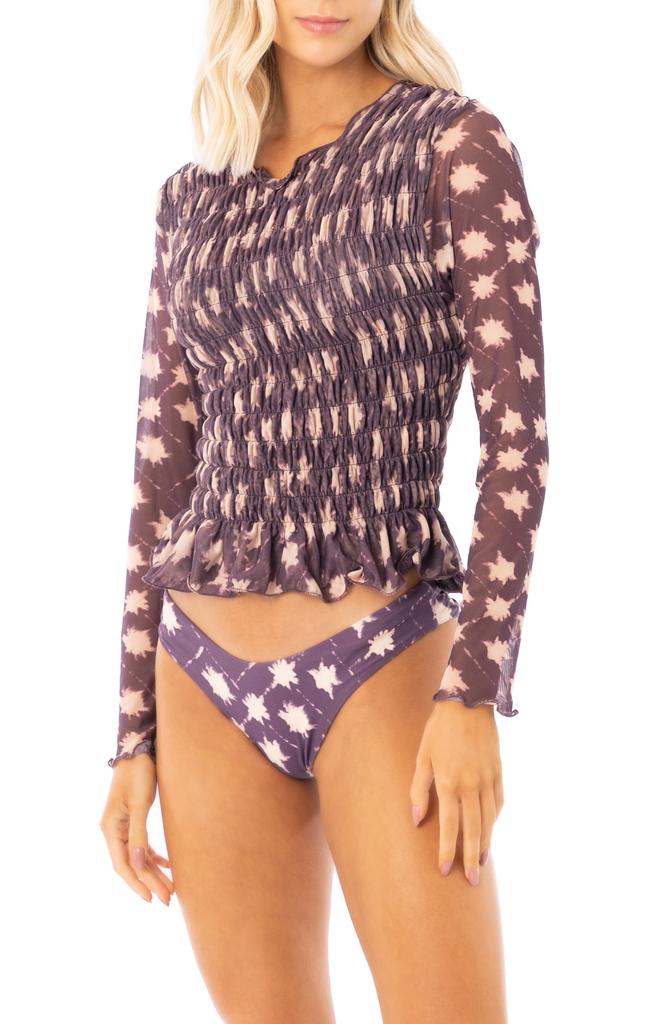 Maaji Eggplant Dye Lourdes Long Sleeve Cover-Up Top