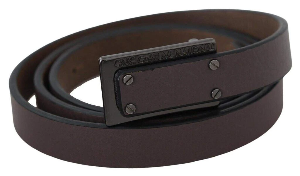 Costume National Costume National Brown Leather Tactical Logo Screw Buckle Belt