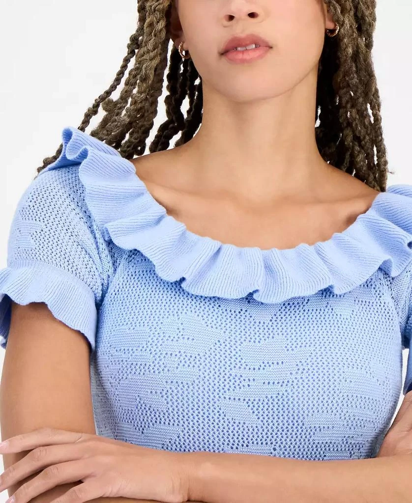 Freshman Juniors' Crocheted Ruffled Mini Dress 5