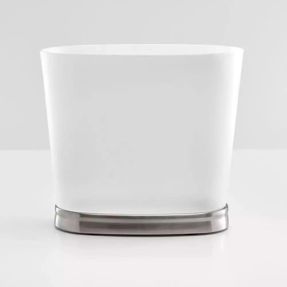 iDesign Oval Bathroom Trash Can, Set of 2, Frost/Brushed Nickel, Made in USA 4