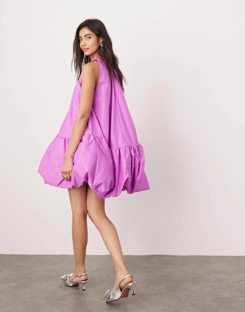 ASOS ASOS EDITION scoop neck puff ball mini dress in purple 3