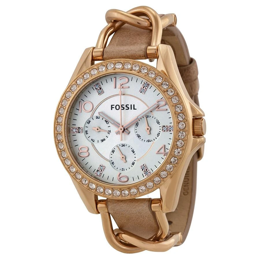 Fossil Riley Multi-Function Sand Dial Bone Leather Ladies Watch ES3466 1